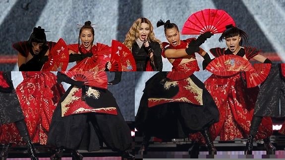 Madonna, durante su actuación en París.