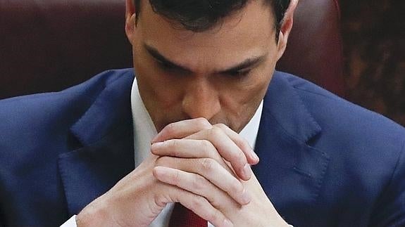 Pedro Sánchez, durante la sesión de la tarde. 