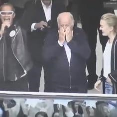 Amancio Ortega llora de emoción junto a su hija.