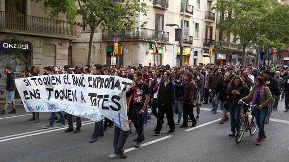 Protesta en el barrio de Gràcia.
