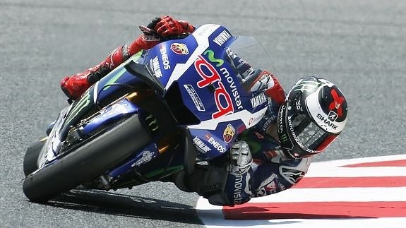 Jorge Lorenzo, durante el entrenamiento de hoy. 