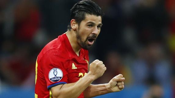 Nolito celebra un gol. 