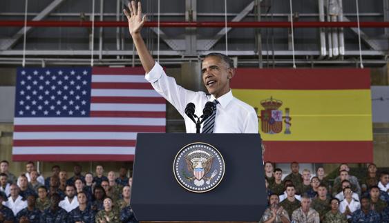 Barack Obama, durante su discurso en la base de Rota.