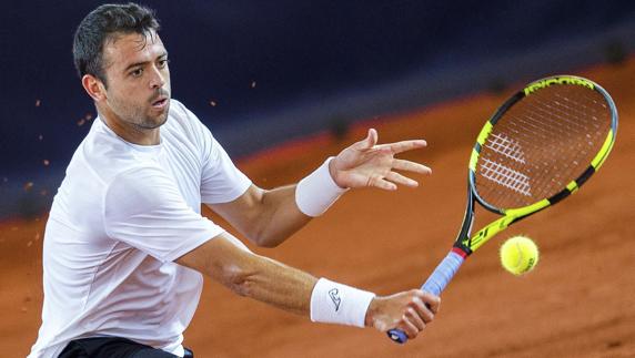 Cervantes, durante su partido ante Zverev. 