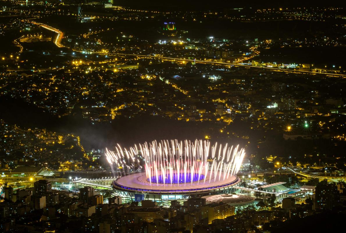 Maracaná durante el ensayo de la apertura de los Juegos