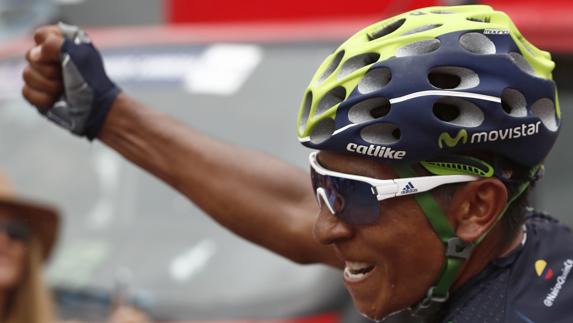 Nairo Quintana celebra un triunfo de etapa. 