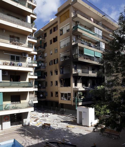 Vista del edificio tras la explosión.