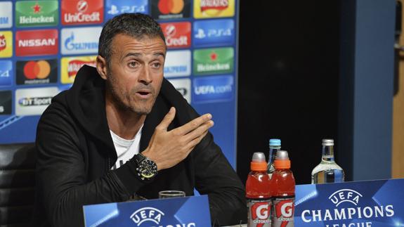 Luis Enrique, durante la rueda de prensa previa al choque. 