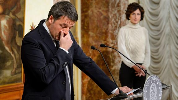 Renzi, antes de anunciar su dimisión. 