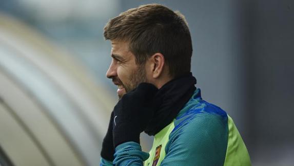 Gerard Piqué, en el entrenamiento de este miércoles. 