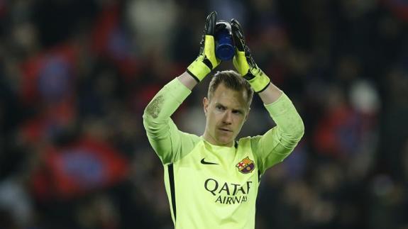 Ter Stegen, en un partido con el Barcelona. 