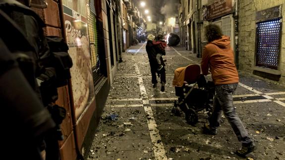 Disturbios en la parte vieja de Pamplona.