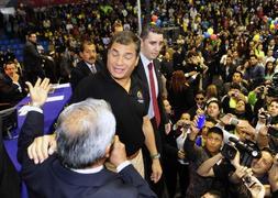 El presidente ecuatoriano, Rafael Correa, en una de sus recientes visitas a Murcia. | V. Vicens/AGM