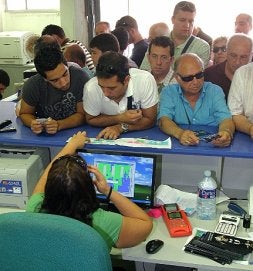 Una imagen tomada ayer en las oficinas del Cartagonova. / PABLO SÁNCHEZ / AGM