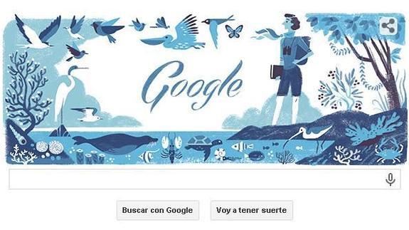 Ilustración del doodle de Rachel Louise Carson.