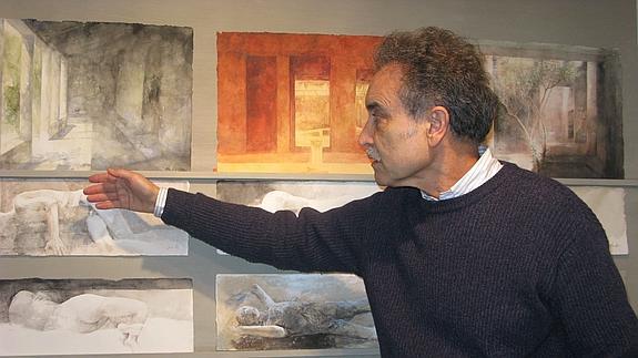 El pintor Pedro Cano exhibe algunas de las obras que conforman 'Pompeya'