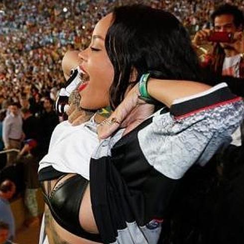 La cantante Rihanna durante el Mundial de Brasil 2014