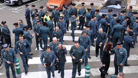 Guardias civiles en el acto de reconocimiento que este viernes se celebró en la Comandancia de Murcia.