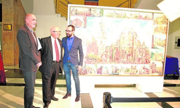 Juan Martínez Pastor, Fulgencio Saura Mira y David Martínez, en el Ayuntamiento de San Javier. :: A. S.