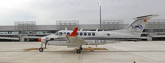 El avión de Aena que realiza los vuelos de calibración.