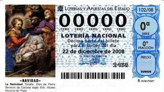 Décimo de la Lotería Nacional. 