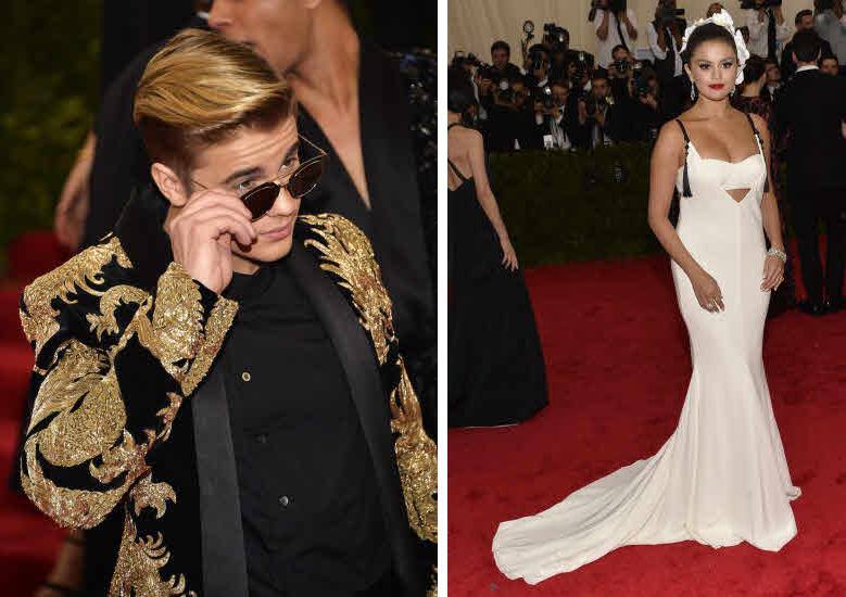 Justin Bieber y Selena Gomez en la gala MET. 