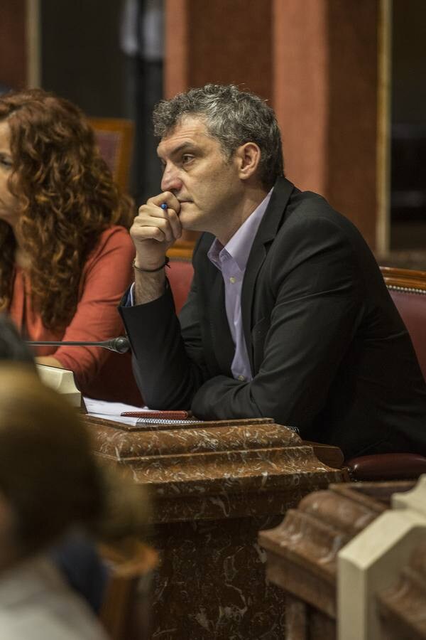 Óscar Urralburu, este lunes, en la Asamblea Regional.