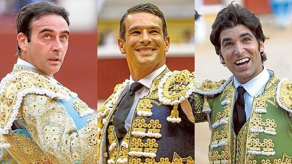 Enrique Ponce, José María Manzanares y Cayetano Rivera. 