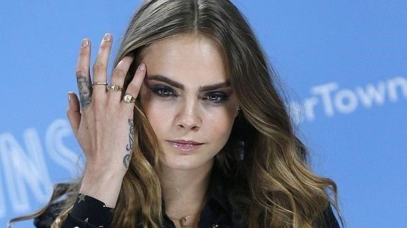 Cara Delenvinge en una presentación de su película 'Paper Towns'. 