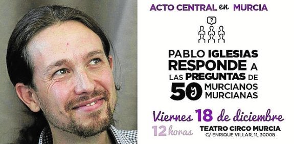 El cartel anunciador del acto central de Iglesias en Murcia. 