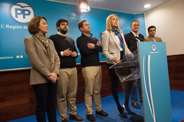 Patricia Fernández, vicesecretaria de Comunicación del Partido Popular, comparece antes los medios de comunicación tras la reunión de la junta del partido.