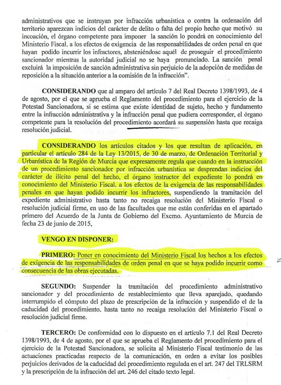 Edicto dictado el pasado 22 de septiembre por el concejal de Urbanismo, Antonio Navarro. 