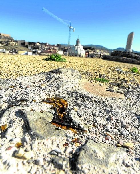 Fragmentos de una botella rota en lo alto del Molinete.