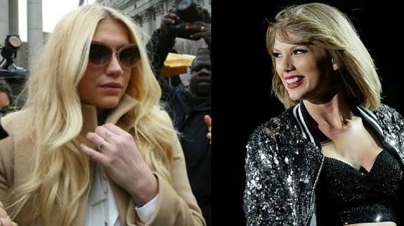 Kesha a la izquierda y Taylor Swift a la derecha de la imagen.