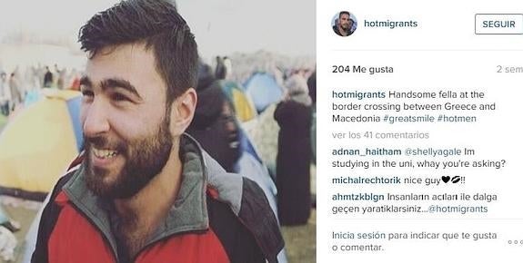 «Un chico guapo en el paso de la frontera entre Grecia y Macedonia». 