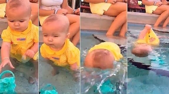 El vídeo de un bebé que se cae al agua ante la pasividad de sus padres incendia las redes