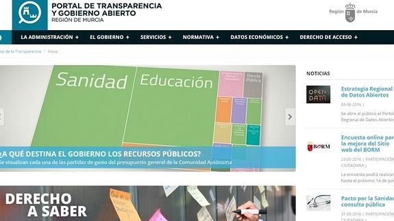 Imagen de la portada de la web 'Portal de Transparencia.