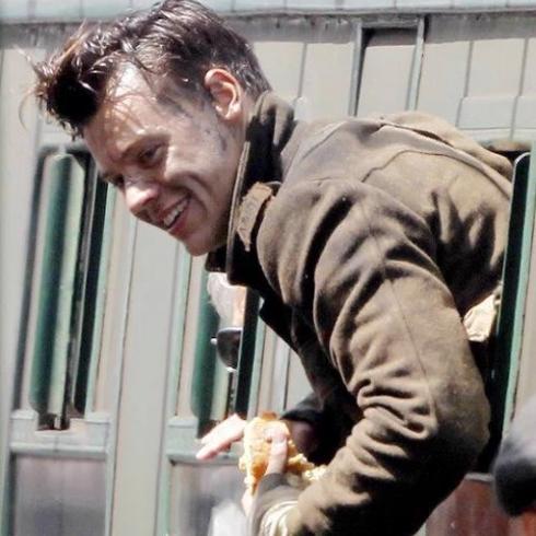 Harry Styles en el rodaje de Dunkirk.