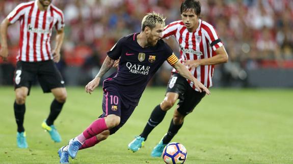 Leo Messi en el partido contra el Athletic de Bilbao durante la segunda Jornada de la Liga. 