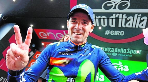 Valverde, en el pasado Giro de Italia, en el que acabó tercero.
