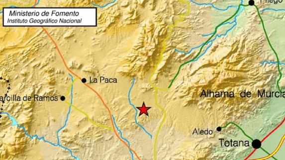 Temblor detectado en Aledo esta madrugada por el Instituto Geográfico Nacional.