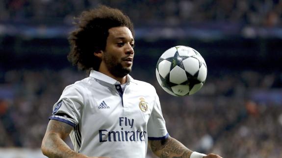 El defensa brasileño del Real Madrid Marcelo Vieira durante el partido de la sexta jornada de la fase de grupos de la Liga de Campeones.