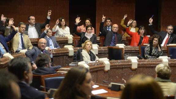 Los parlamentarios votan en la Asamblea. 