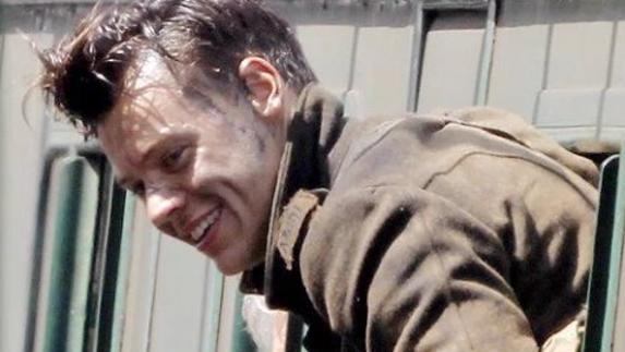 Harry Styles en el rodaje de 'Dunkirk'.