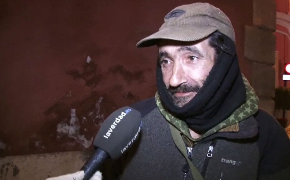 José Rubio, persona sin hogar en el centro de Murcia. 