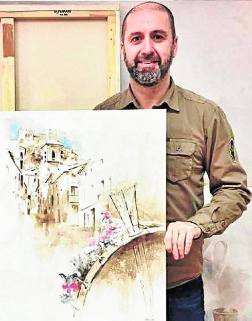 Nono García, con la obra. 