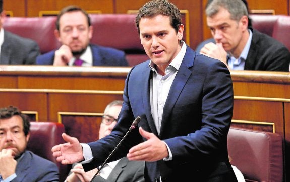 Albert Rivera, ayer, en el Congreso de los Diputados. 