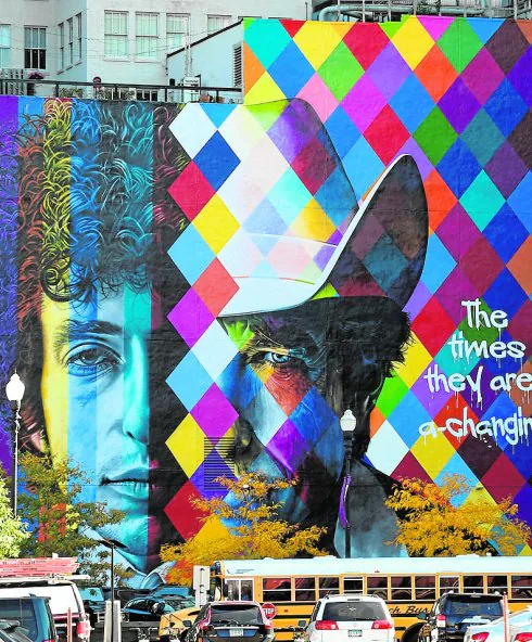 Homenaje de Kobra a Bob Dylan en Minnesota, en 2016.