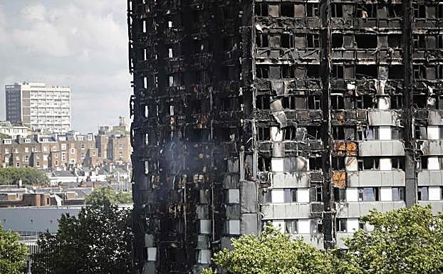 Estado del edificio Grenfell tras el incendio.