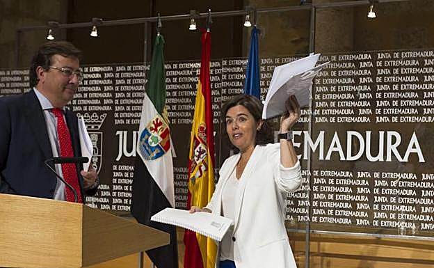 Soraya Sáenz de Santamaría, de visita institucional en Extremadura.